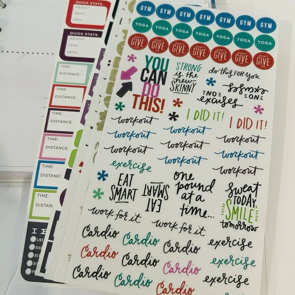 Happy Planner Fitness Disc Bound Classic Undated Live Well Workout Stickers NEW